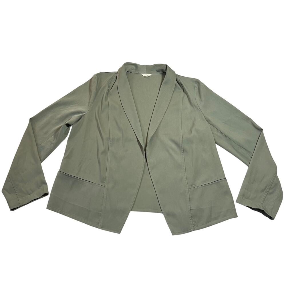 Max Studio Sage Green Open Front Blazer Jacket Size XL Professional Workwear